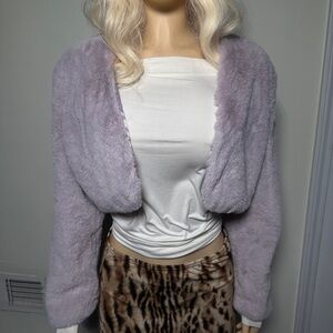 Allegra K Light Purple Teddy Jacket